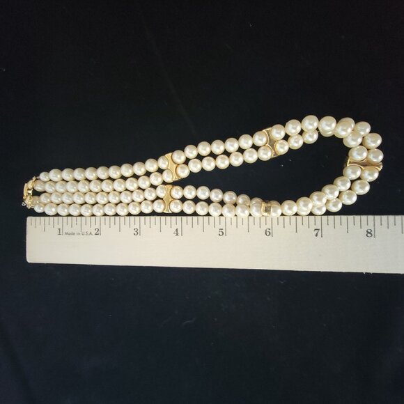 Vintage Napier Gold-Toned Faux Pearl Double Strand Necklace Bracelet Earring Set - Picture 16 of 16